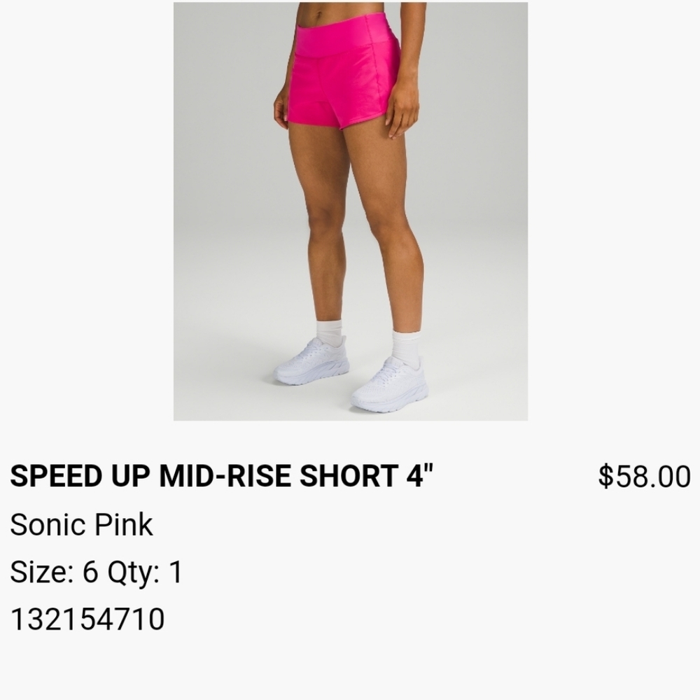 Lululemon Speed Up Mid Rise Shorts